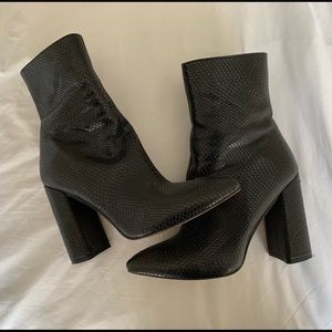 Faux crocodile styled 4 inch boots